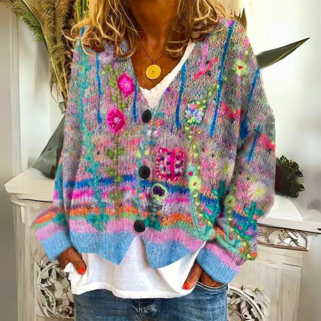GR | Luxuriöse bedruckte Strickjacke