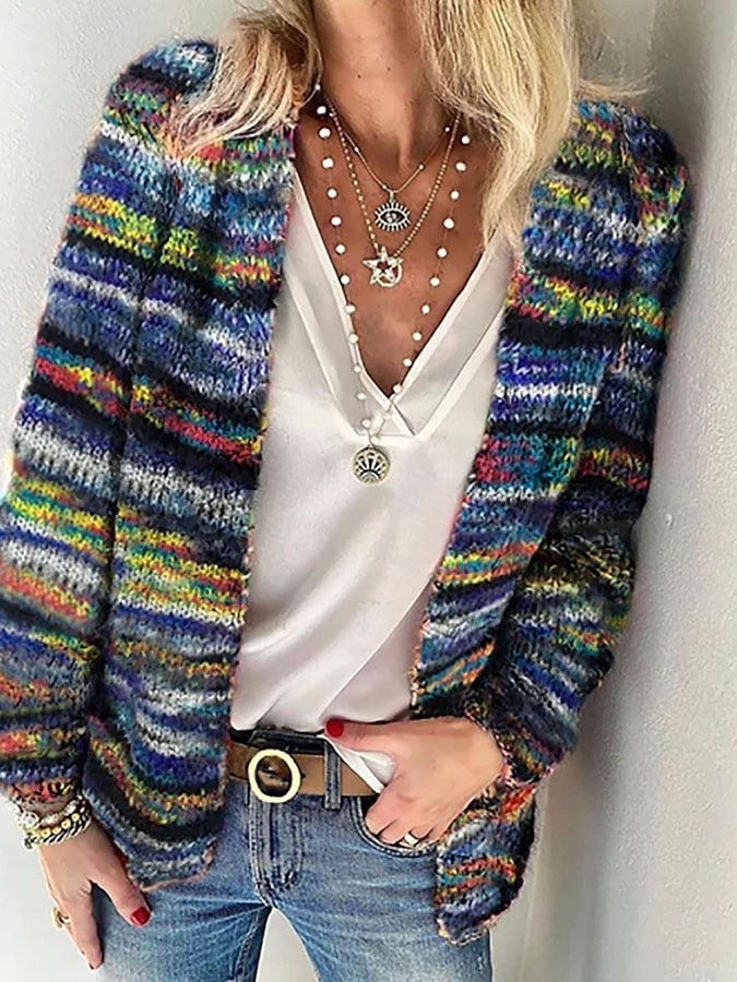 GR | Bunt bedruckte Strickjacke für Damen