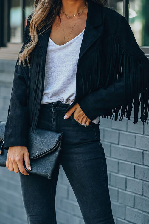 GR | At Your Best Fringe Edge Faux Suede Shacket