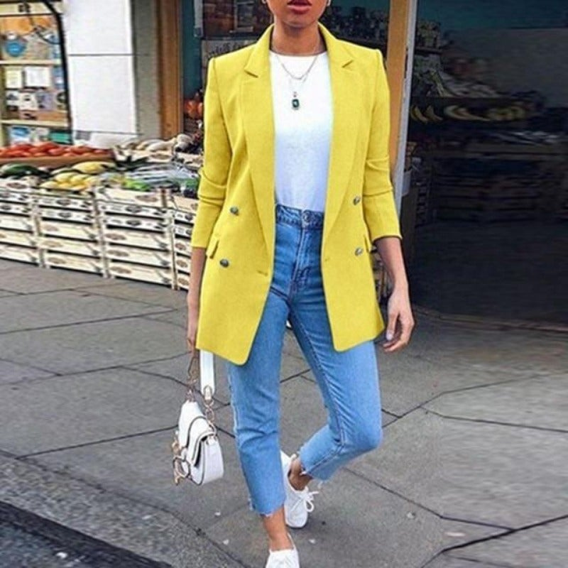 GR | Women's Blazer Elegant Long Blazer with 3/4 Sleeves, Ideal for Business Looks