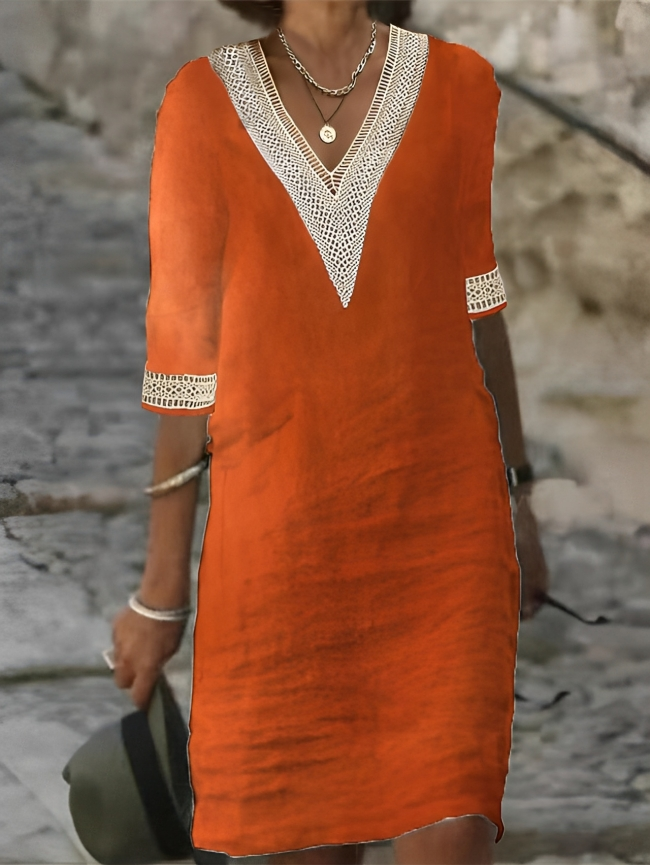 GR | Chic cotton-linen dress for women