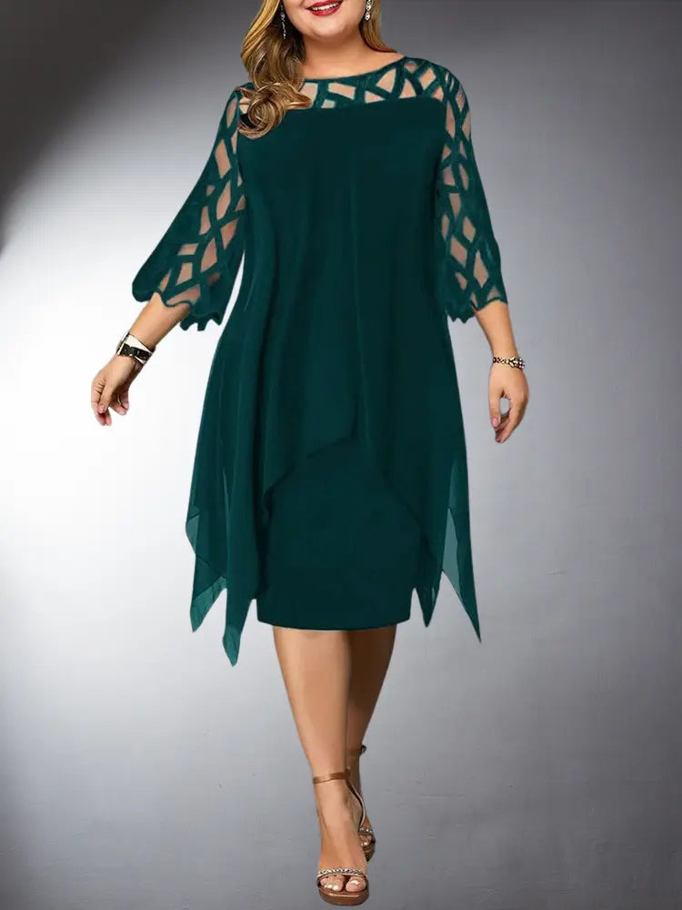 GR | Elegantes Plus Size Spitzen Midi Kleid