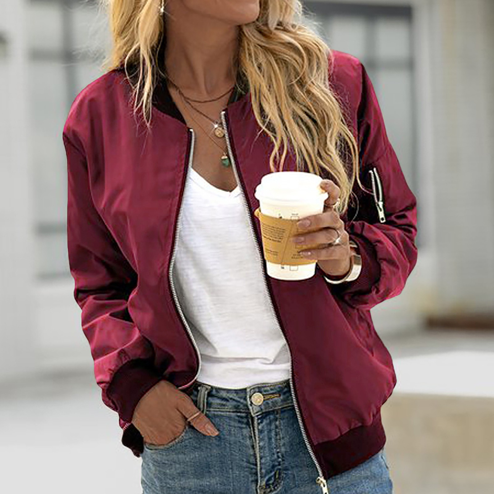 GR | Lightweight women's bomber jacket, bomber jacket with zipper