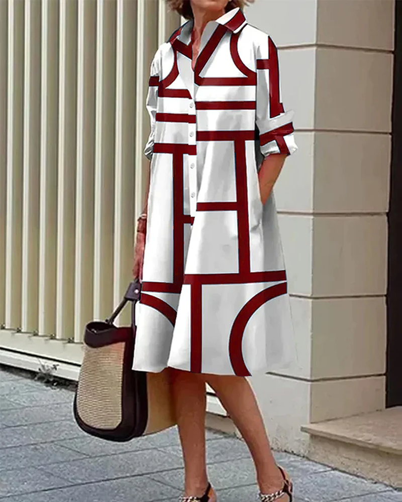 GR | Dress with pockets and geometric print