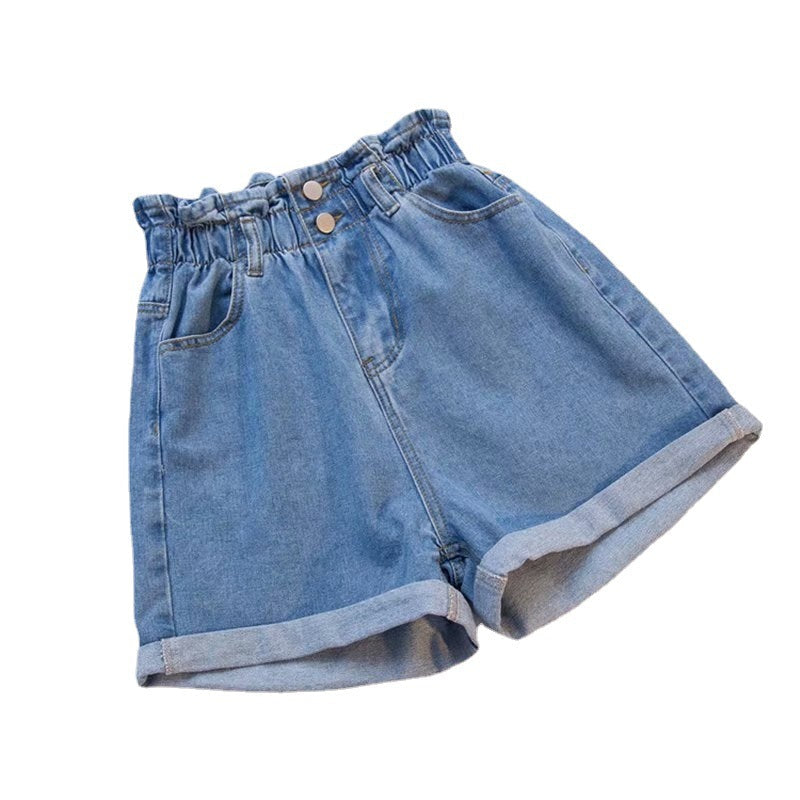 Damen Denim-Shorts mit hohem Bund und elastischem Taillenbereich GR