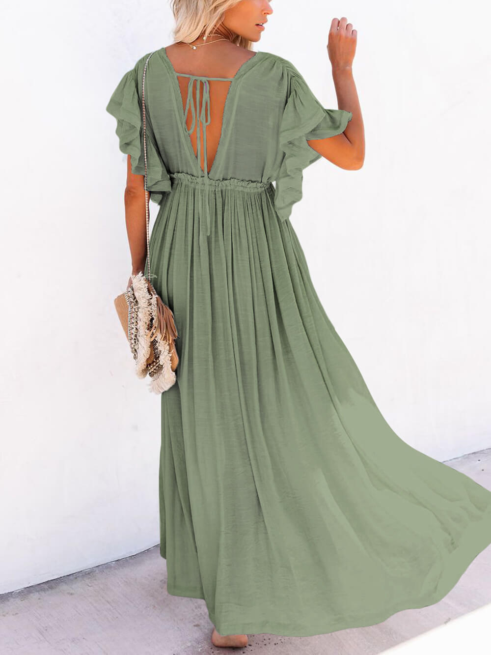 GR | Style Maxi Dress with Flutter Sleeves for Women