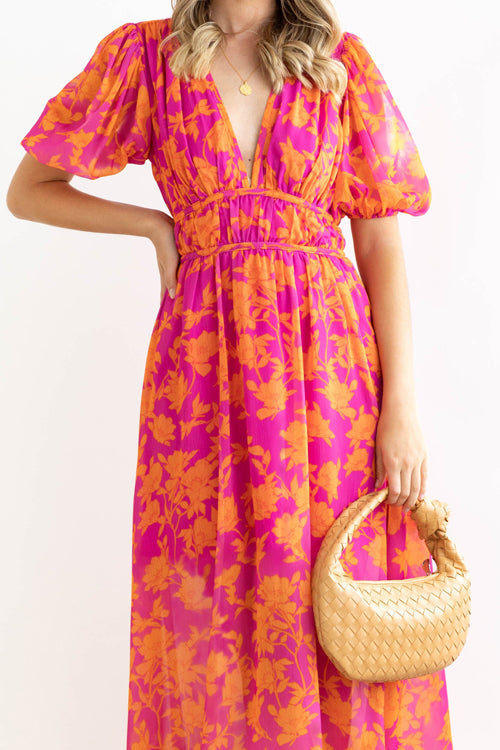 GR | Real Love Print Puff Sleeve Maxi Dress