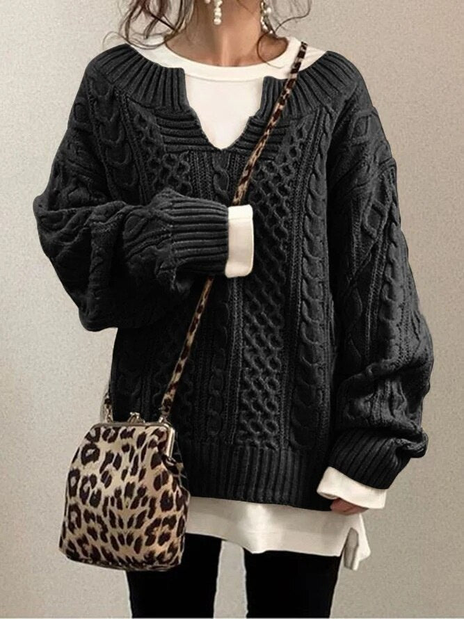 GR Luxe Sweater | Bequemer warmer Oversized-Zopfpullover aus weichem Material