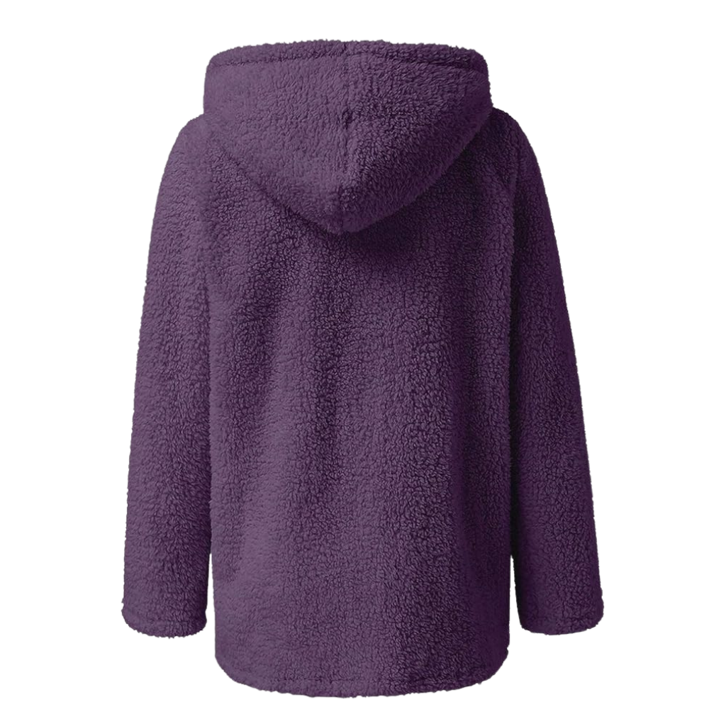 GR | Women's Teddy Fleece Jacket with Hood - Soft Winter Jacket with Zipper