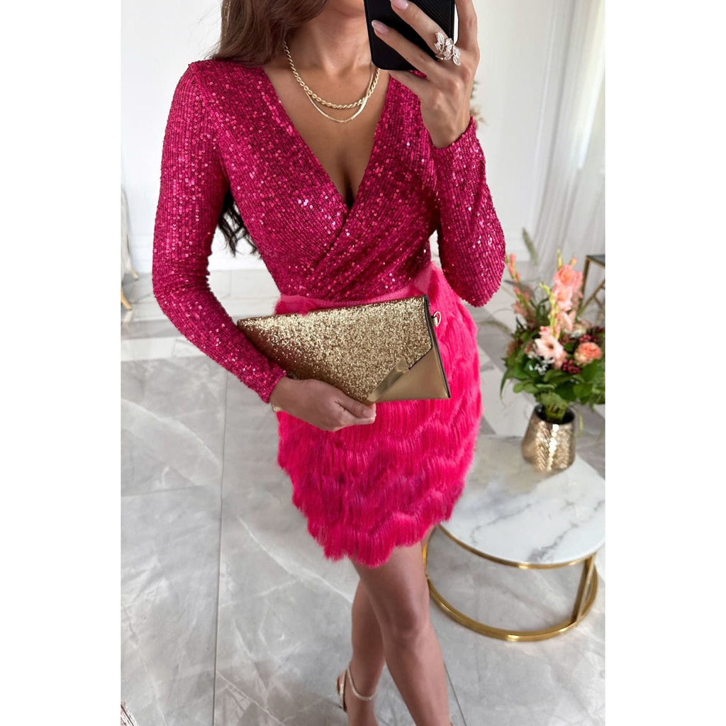 GR | Stilvolle Winter Chic Glitter Mini Kleid für Frauen