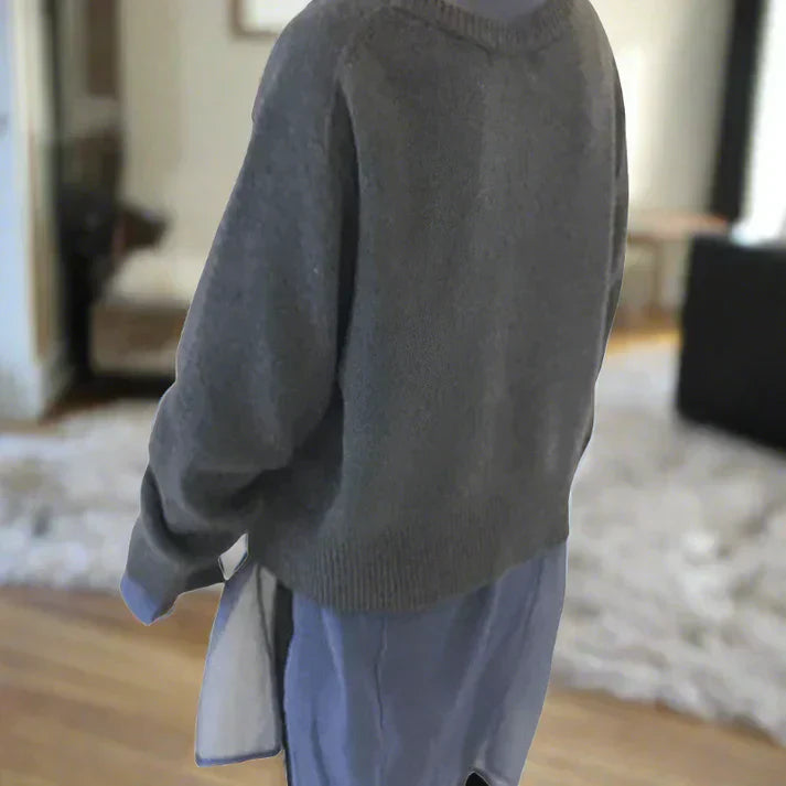 GR | Soft cardigan with diagonal button placket