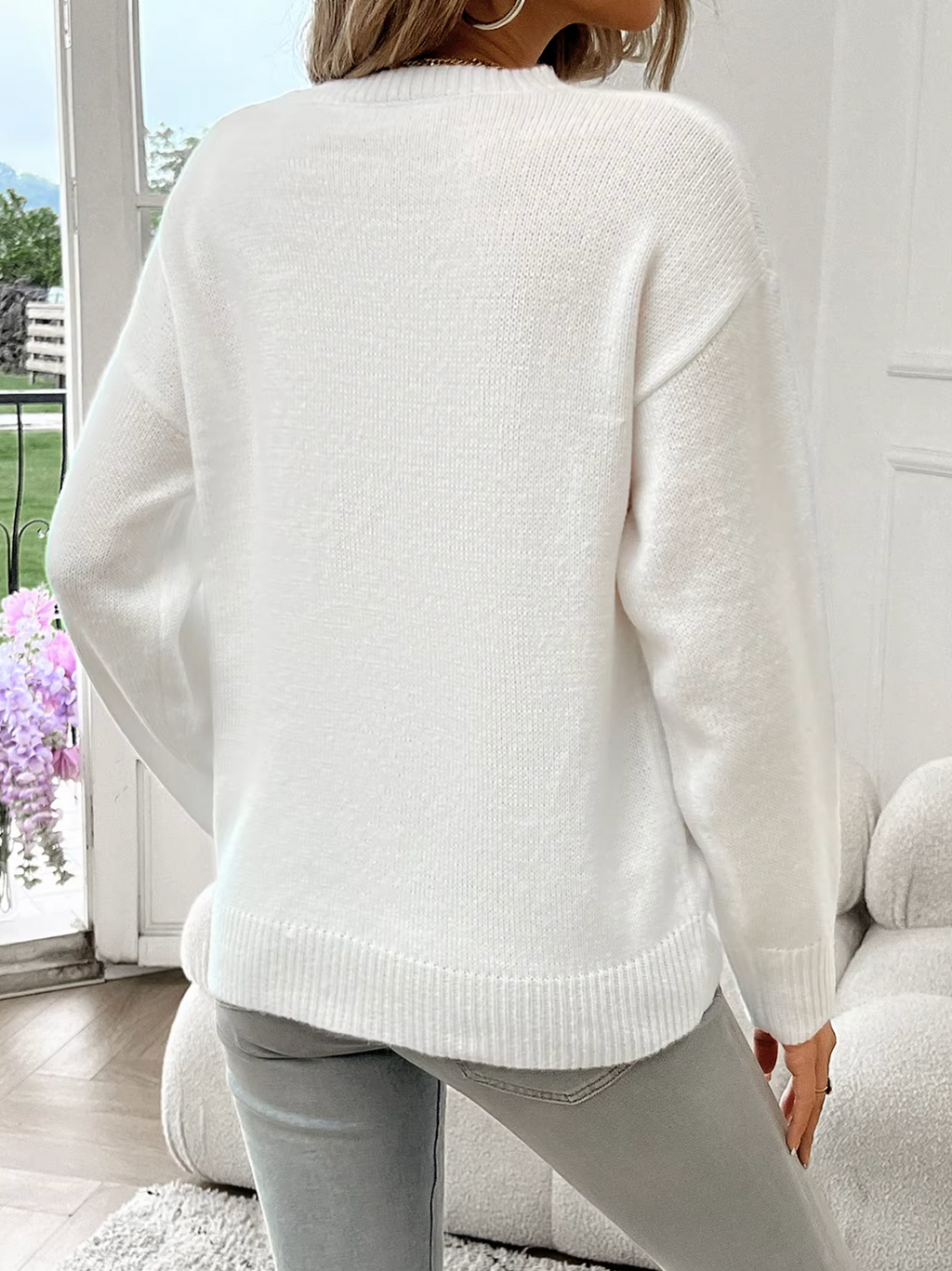 GR | Cotton knit sweater with round neck