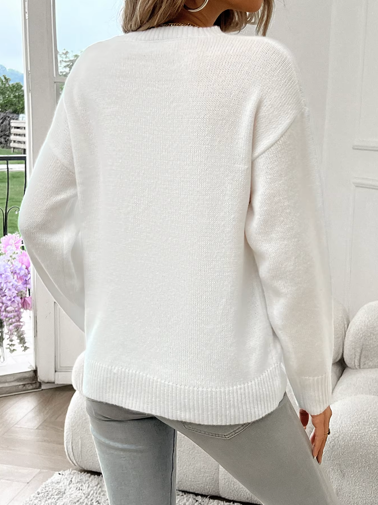 GR | Cotton knit sweater with round neck