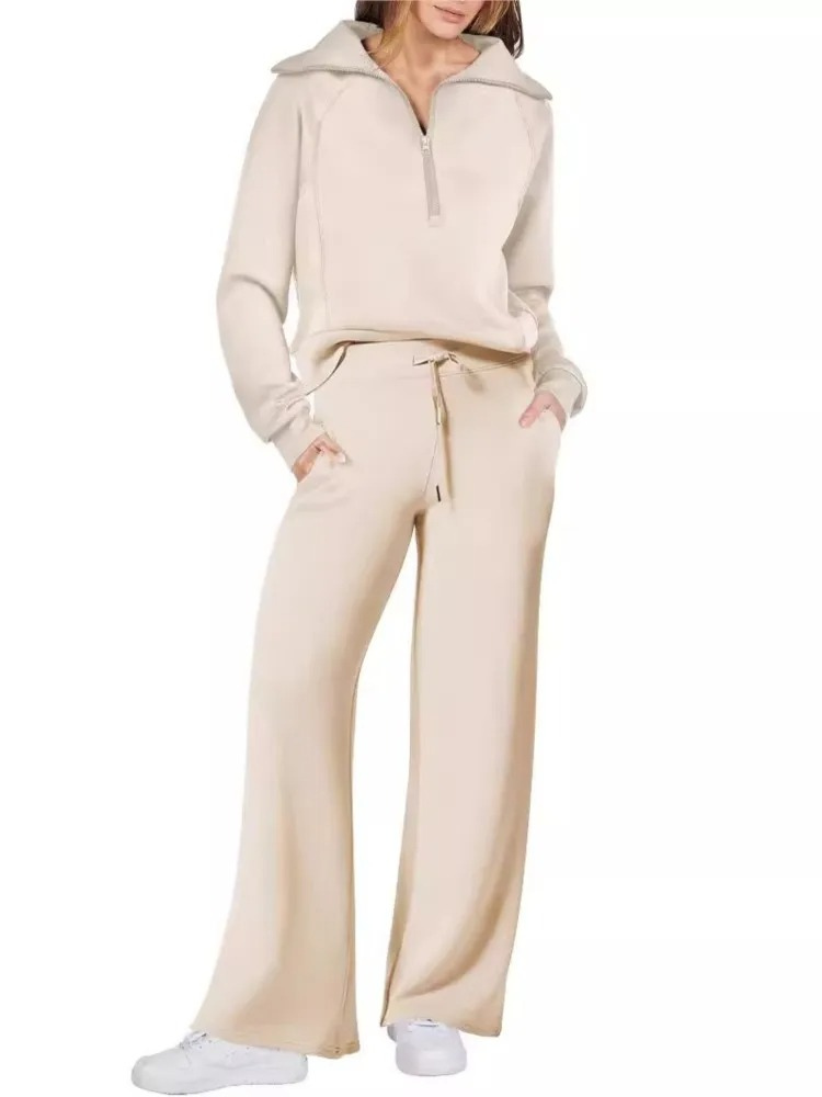 GR | Comfortable women's loungewear set with stand-up collar and drawstring, modern set
