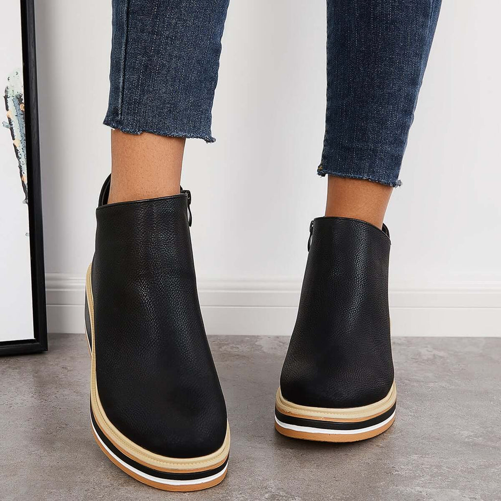 GR - Stylish ankle boots with zipper and platform