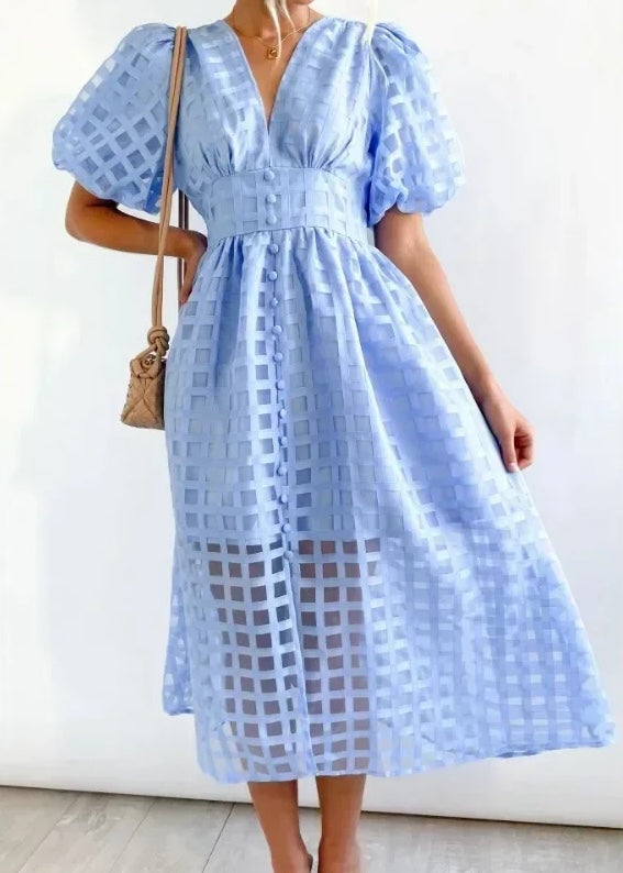 GR | Puffärmel Midi-Kleid