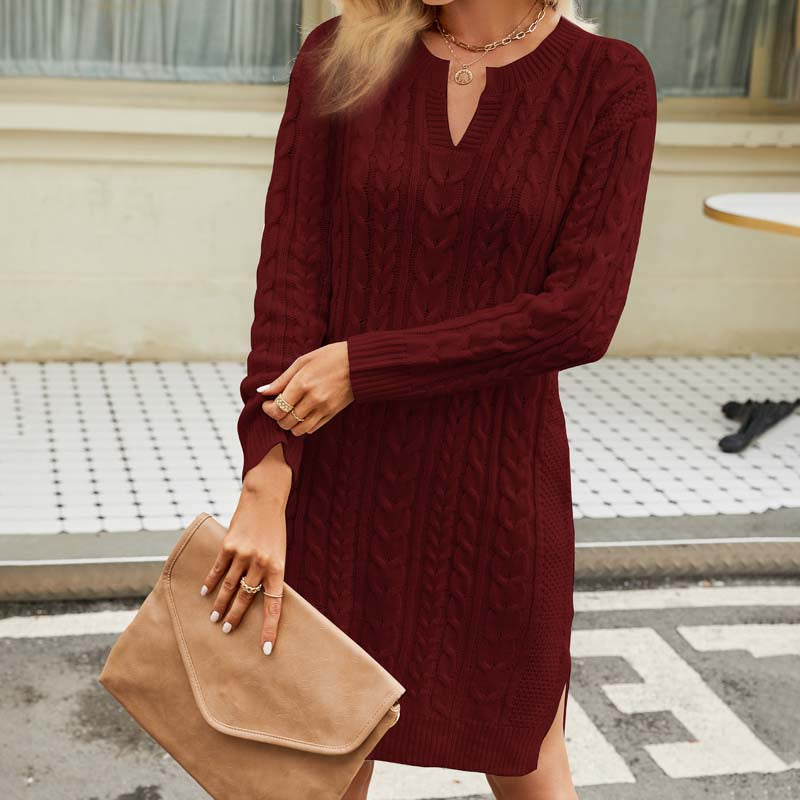 GR Kleid | Lässiges Strickkleid mit Zopfmuster