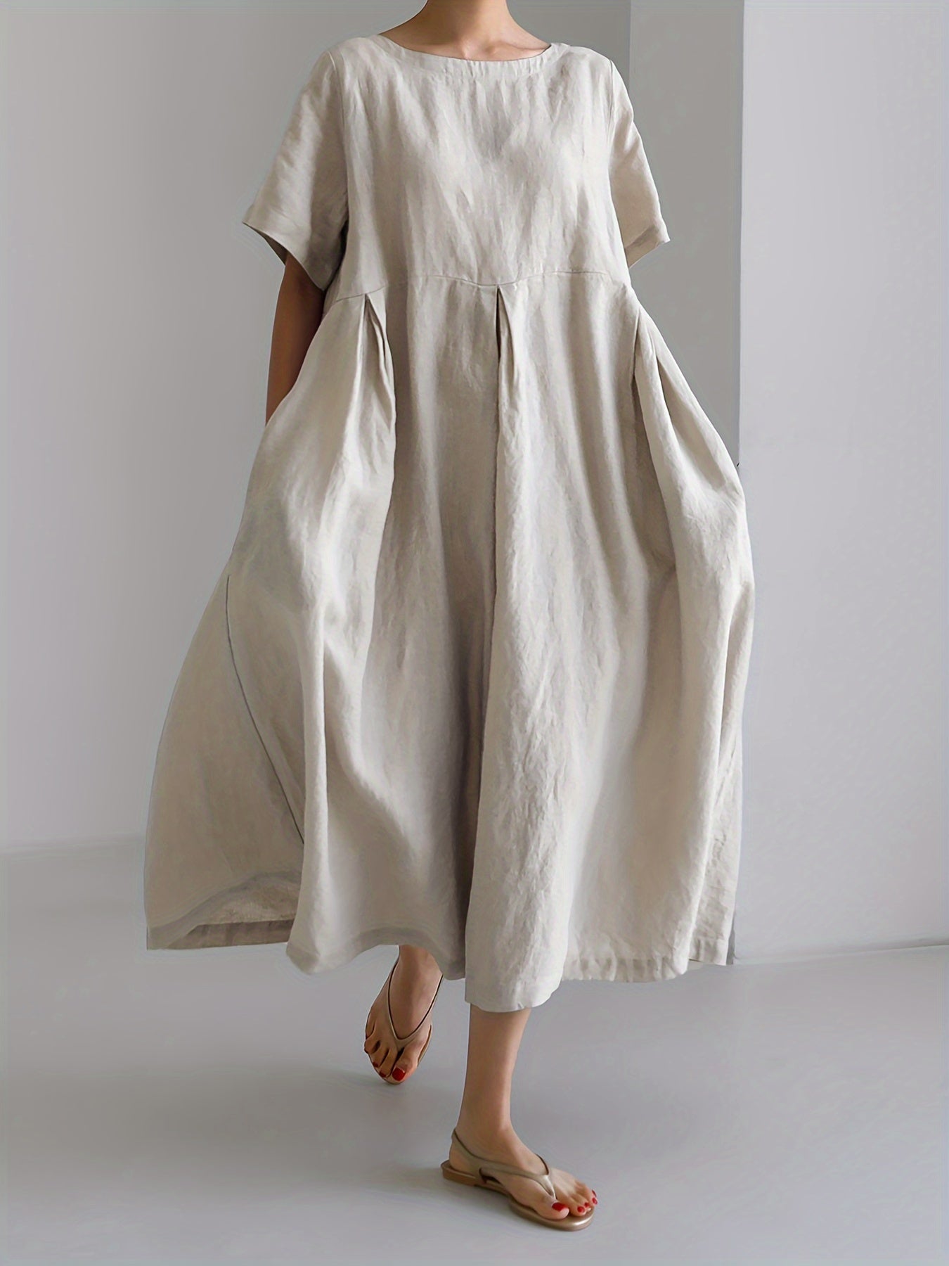 GR | Women's Solid Color Linen Dress