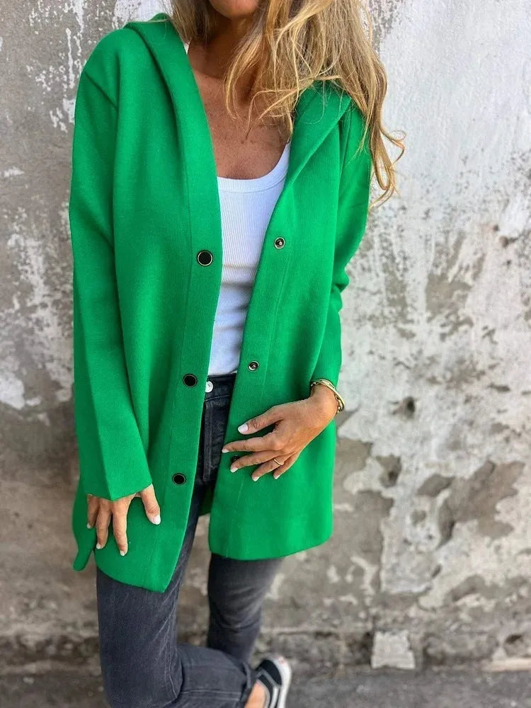 GR | Casual single-breasted cardigan with hood