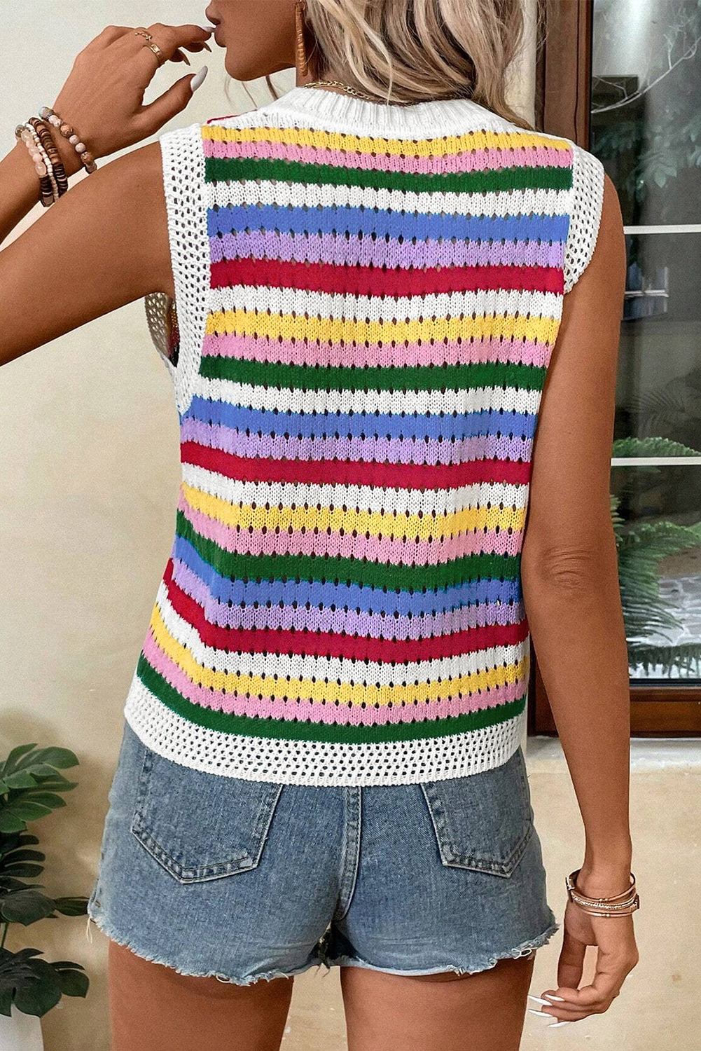 GR | Gestreifter, eng anliegender Strickpullunder Für Frauen