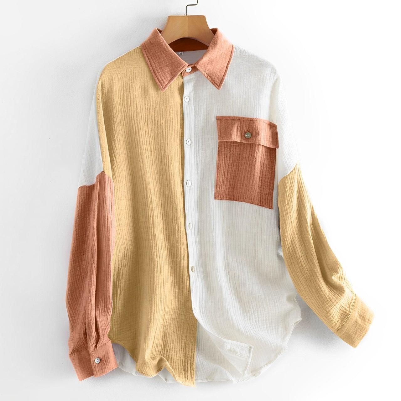 GR | Colorblock Shirt with Button Closure for Women