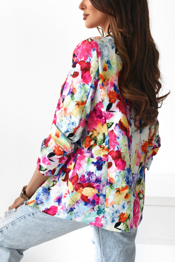 GR | Free and Genuine Floral Lapel Leisure Suit Blazer