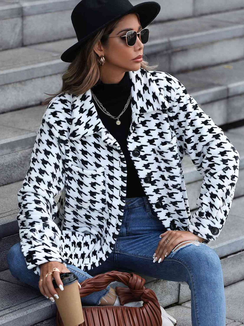 GR | Houndstooth Button Down Jacket