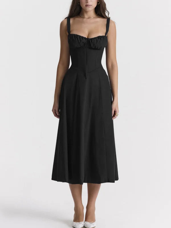 GR - Midikleid mit tailliertem Oberteil und ausgestelltem Rock | Minikleid mit Spaghettiträgern