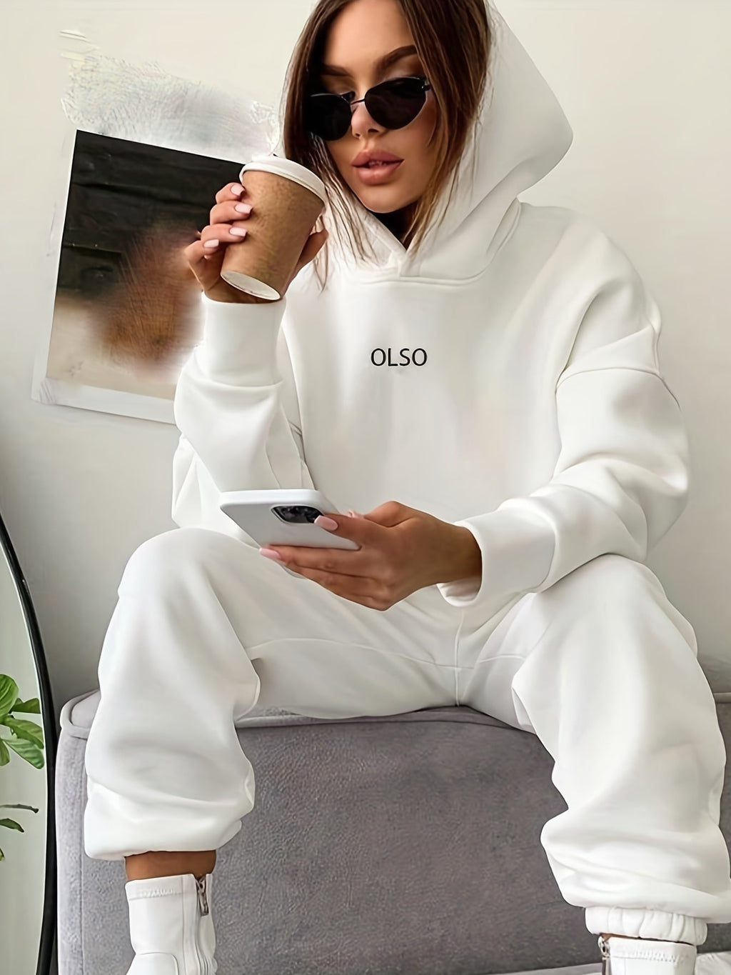 GR | Damen Freizeit Kapuzenpullover und Jogginghosen
