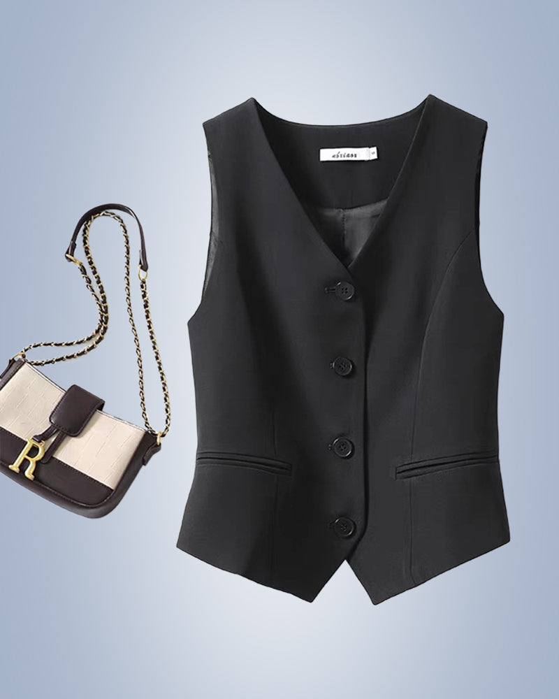 GR | Solid Color Temperament Vest for Women