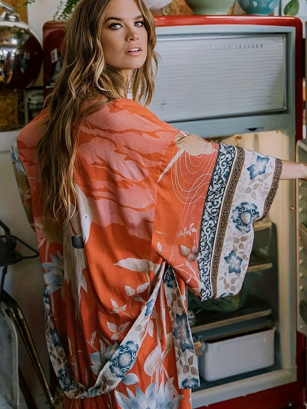 GR | Printed, Kimono-Inspired, Stylish Beach Wrap