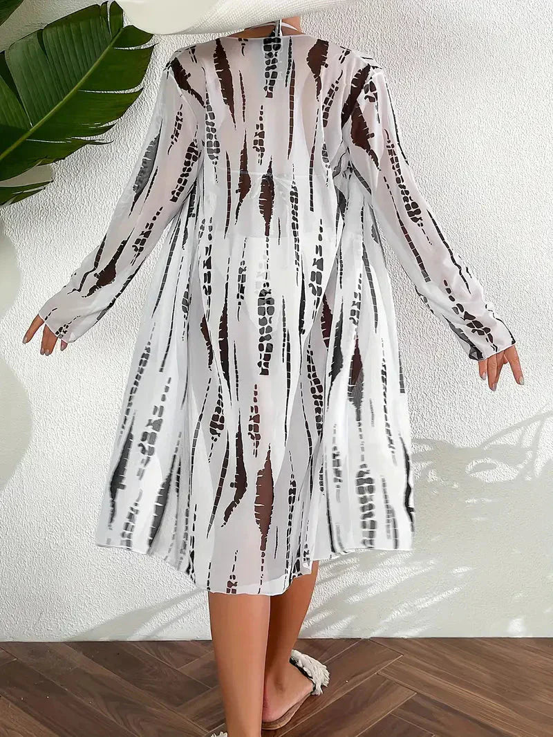 GR | One-piece beachwear, triangle, high-cut, bikini set, beach cover-up