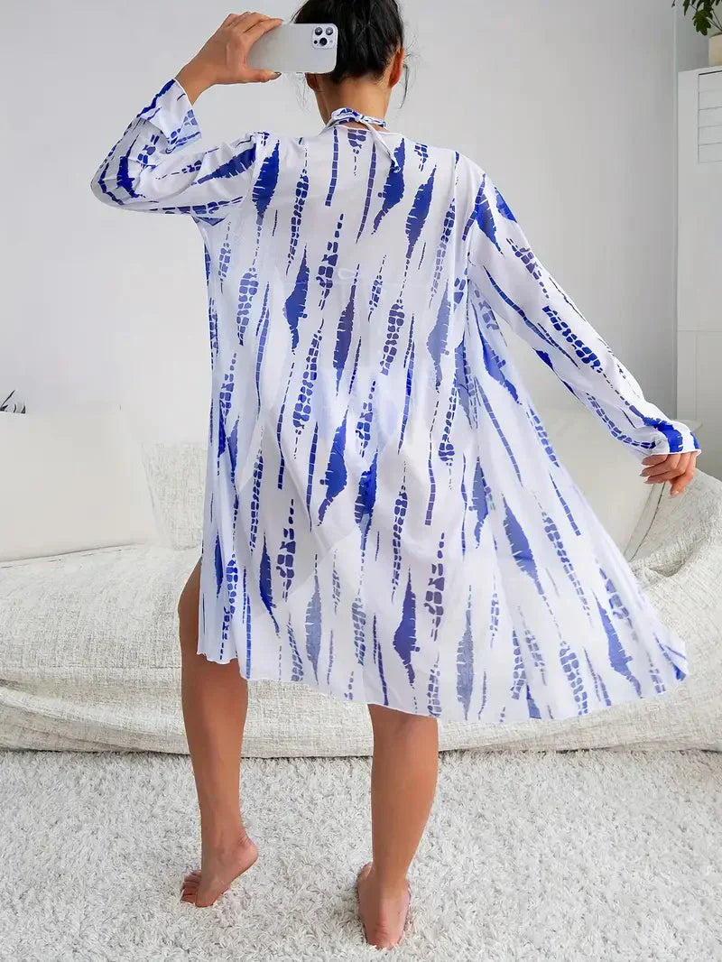 GR | One-piece beachwear, triangle, high-cut, bikini set, beach cover-up