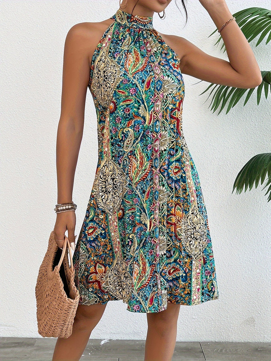 GR | Elegante Plissee Sommerkleid für Frauen mit Blumen
