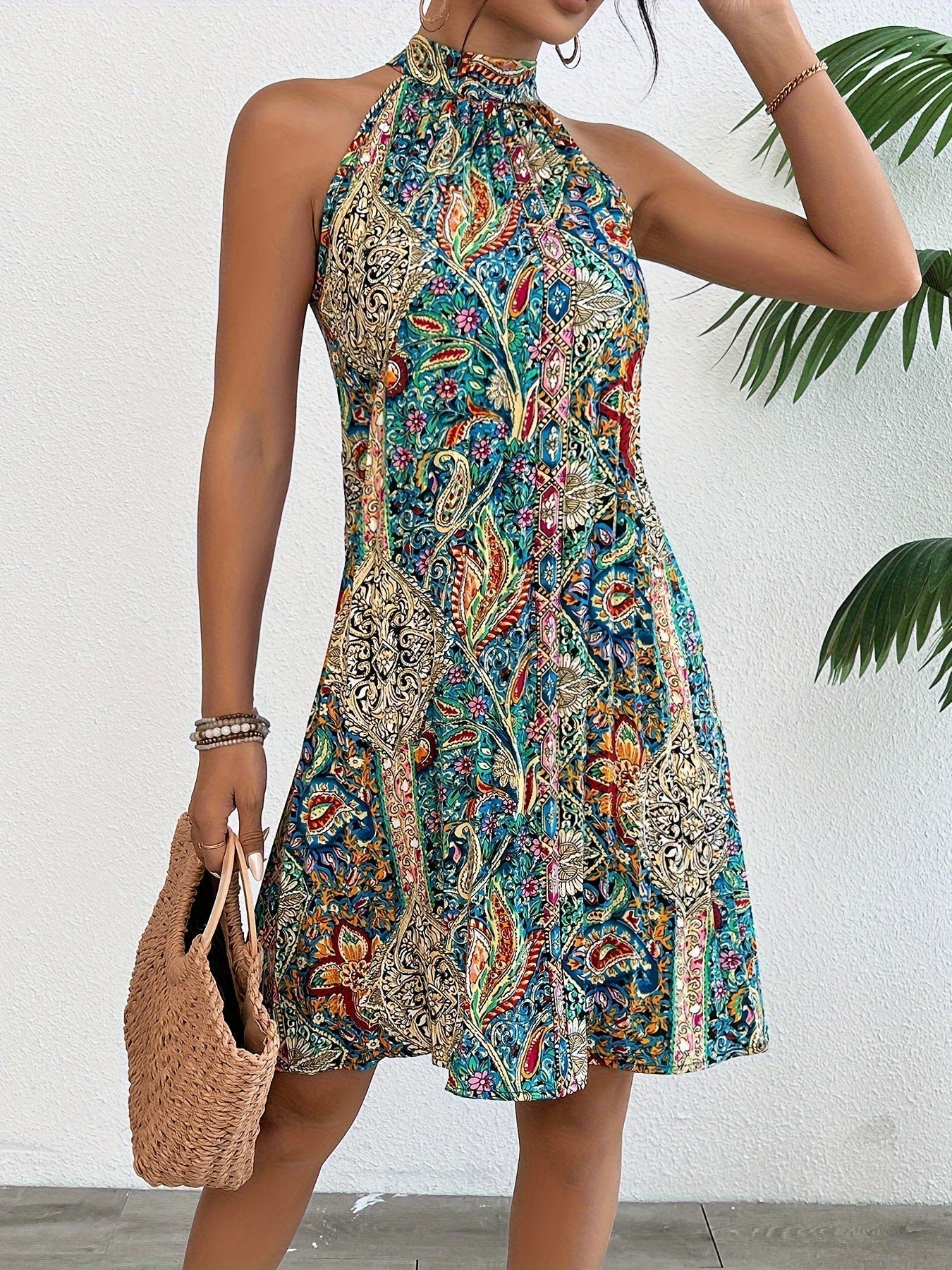 GR | Elegante Plissee Sommerkleid für Frauen mit Blumen