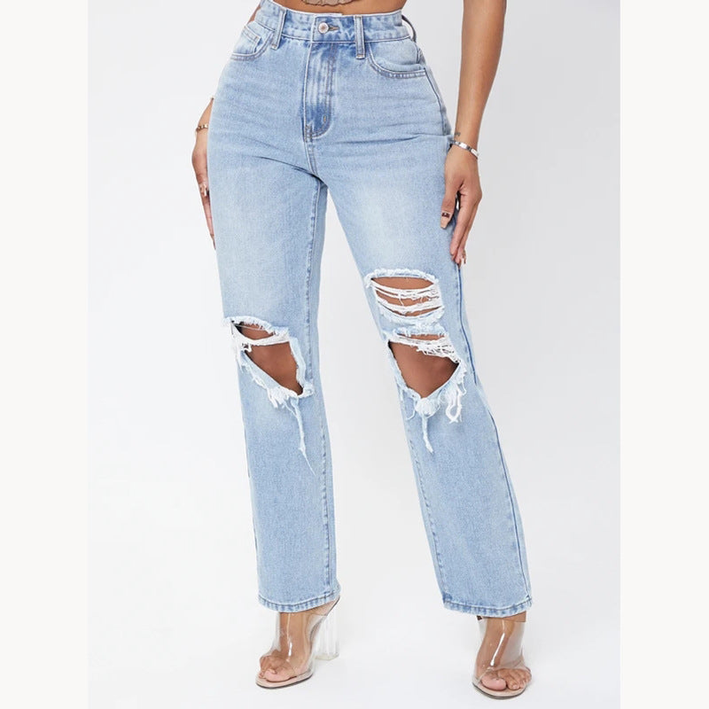 GR Damenjeans mit hoher Taille und Waschung