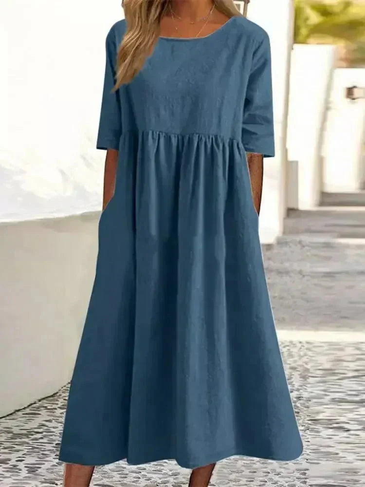 GR | Hochwertiges Baumwoll-Leinen-Kleid