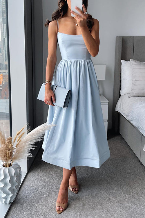 GR | Rosiedress Spaghetti-Träger Tailliertes A-Linien Midi-Kleid