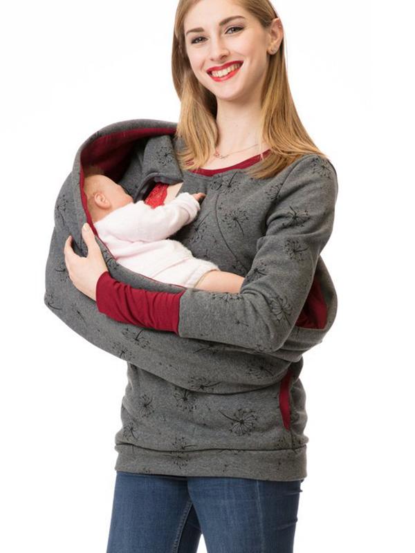 GR | Maternity chaps, nurse sweatshirts, floral print, pockets, zipper, nursing wear