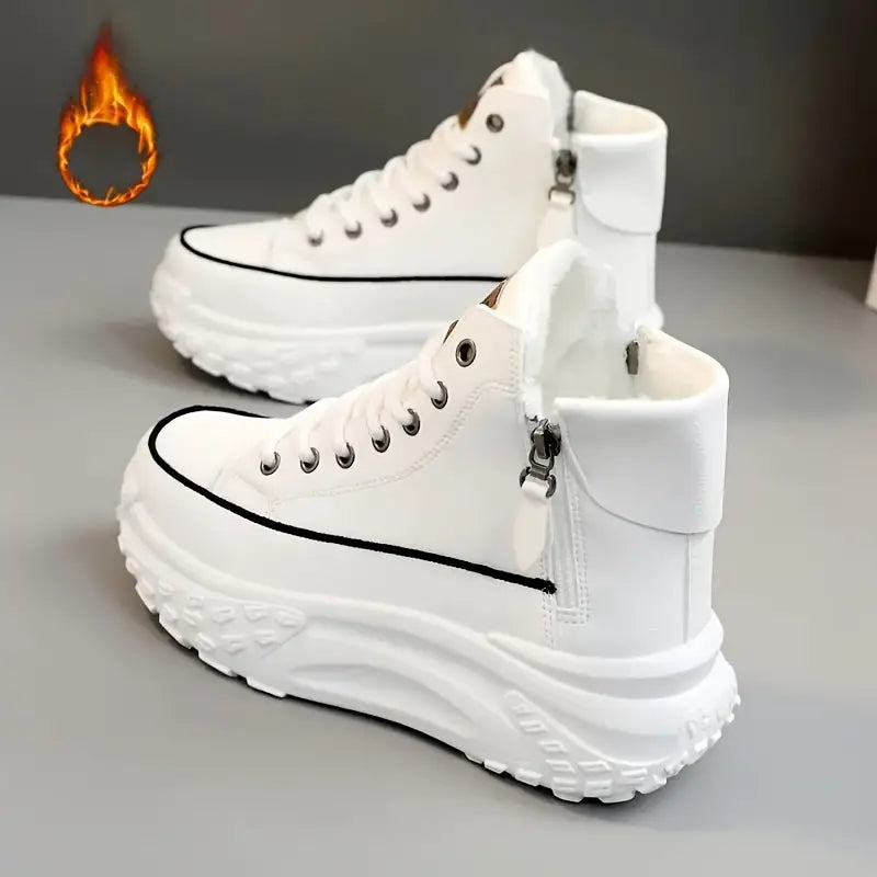 Platform ankle boots with plush lining