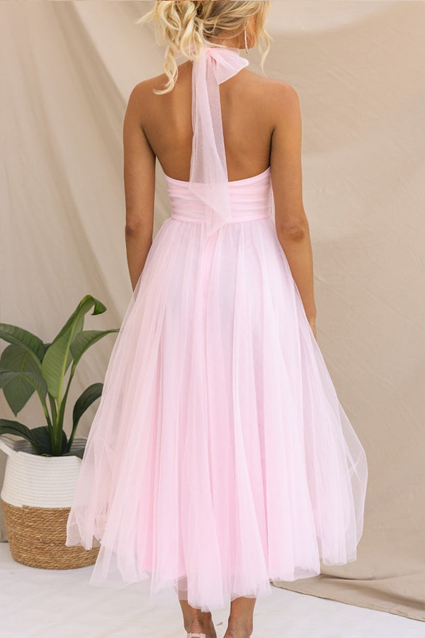 GR | Halter Tüll Midi Kleid