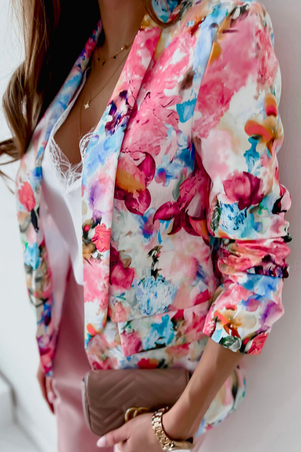 GR | Free and Genuine Floral Lapel Leisure Suit Blazer