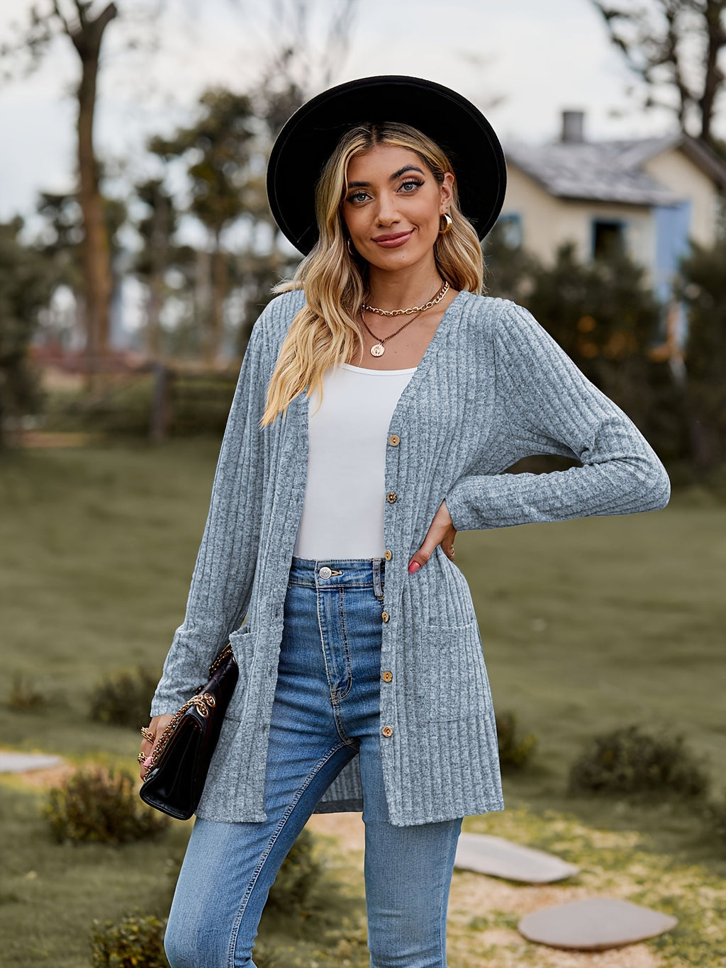 GR Warmer Gerippter Baumwolle Strickcardigan Für Damen | Perfekt Für Lässige Tage