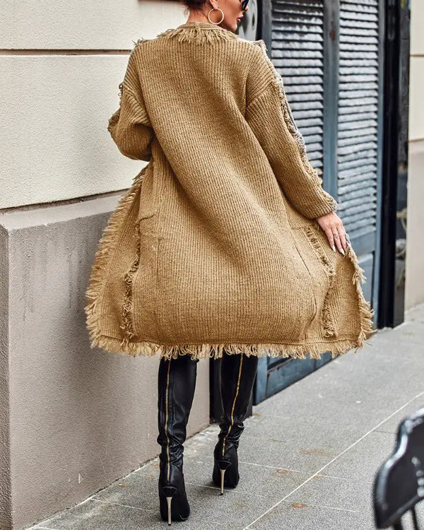 GR | Kuschelige Strickjacke Mit Kordeln