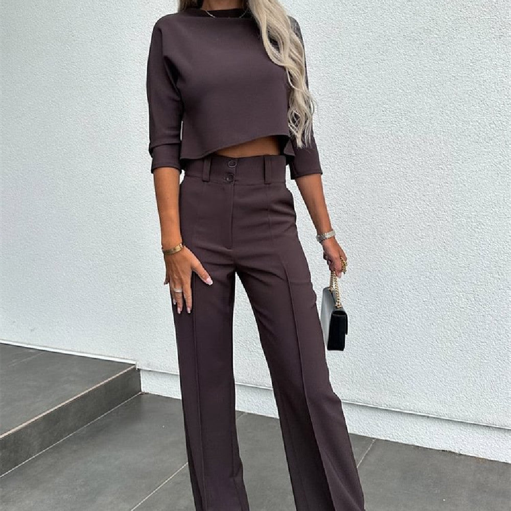 GR fitted wide-leg fashion tops