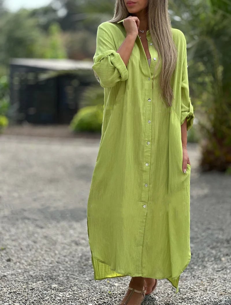 GR | Solid color, casual women's shirt blouse, button closure at the front
