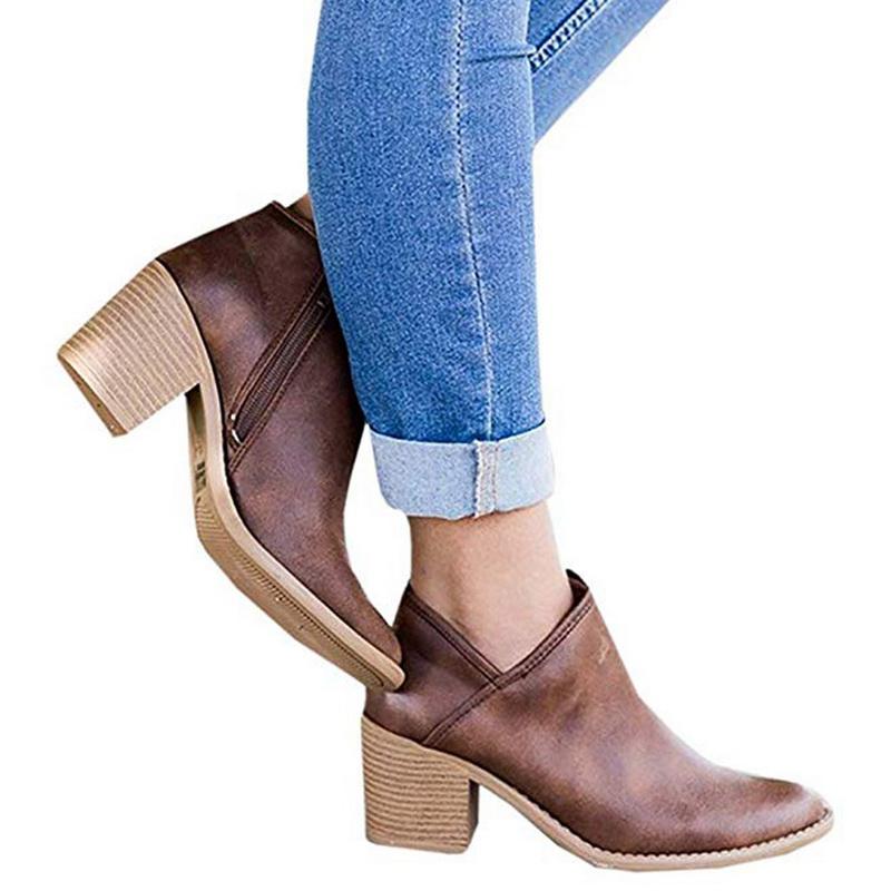 GR | High-heeled ankle boots with side zipper