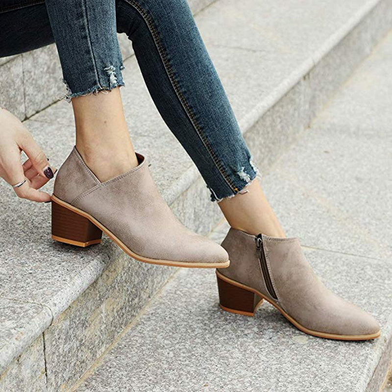 GR | High-heeled ankle boots with side zipper