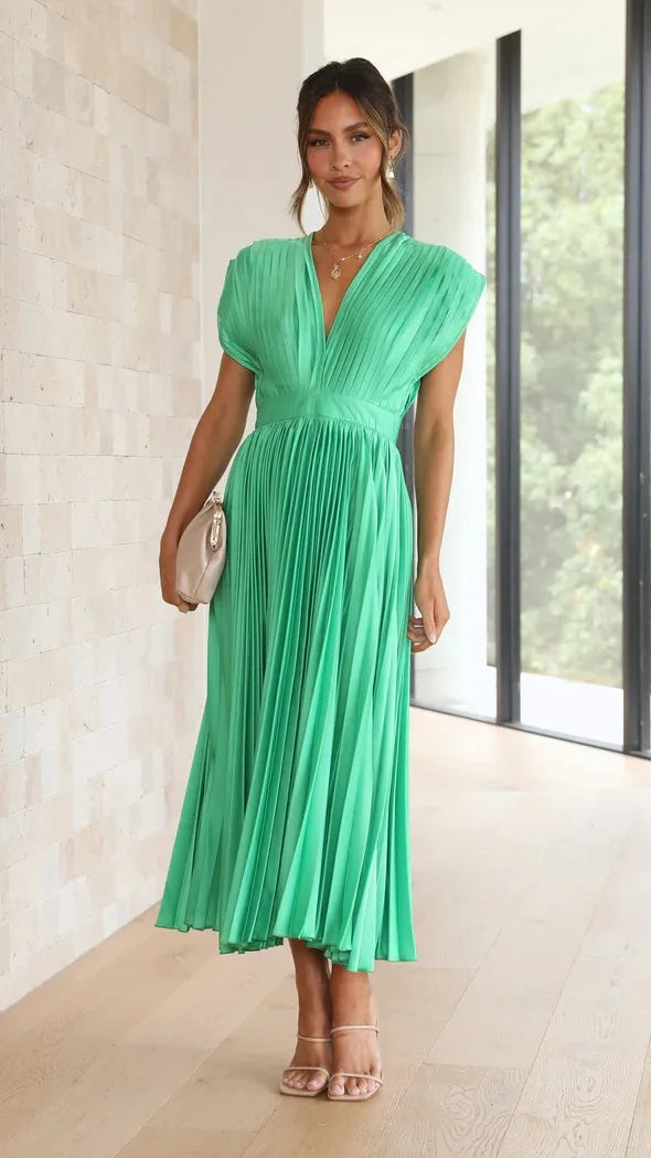GR | Faltendes Plunge Midi Kleid