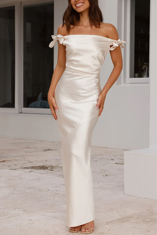 GR | Rosiedress Bow Knot Off-Shoulder Maxi Party Dress